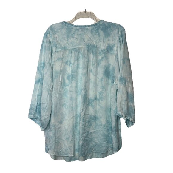 Torrid Indigo Blue Tie-dyed Peasant Top Shirt  Sz 4X 26W NWT Flowy - Picture 8 of 15